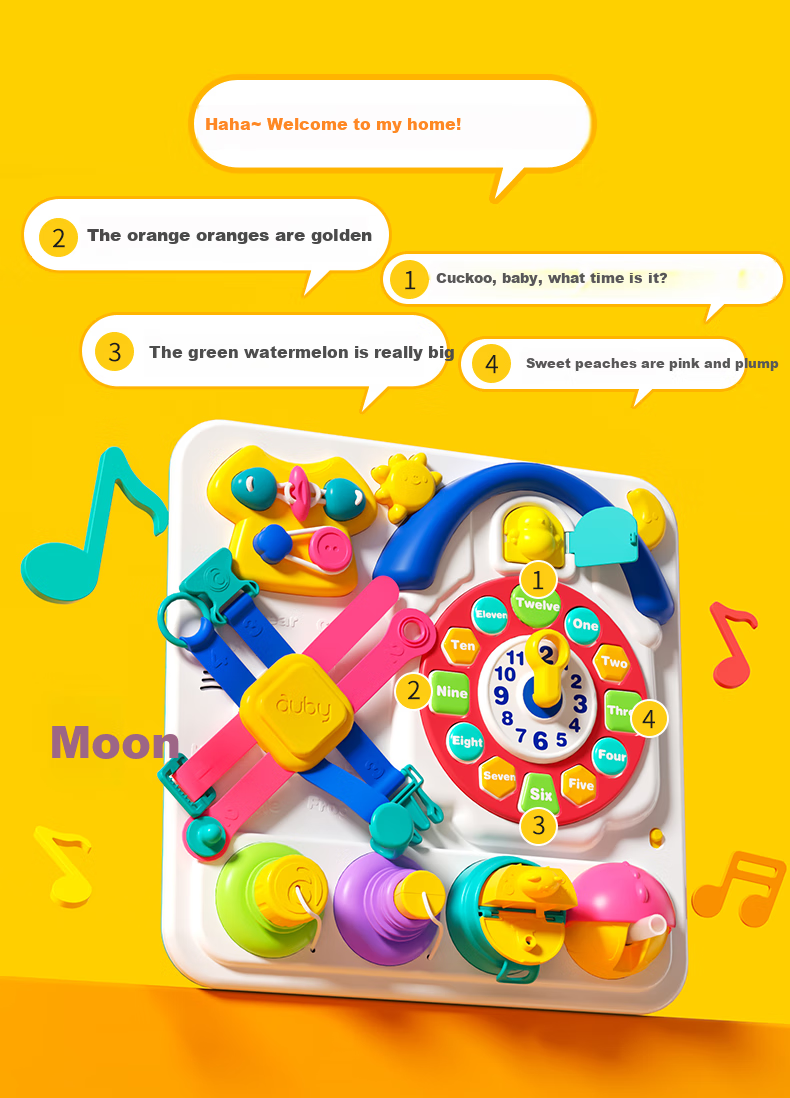 Auby Busy Board House Montessori Early Education Knowledge Children's Educational Multifunctional Game Table Locking Board, Birthday Gift for Ages 1-3 11