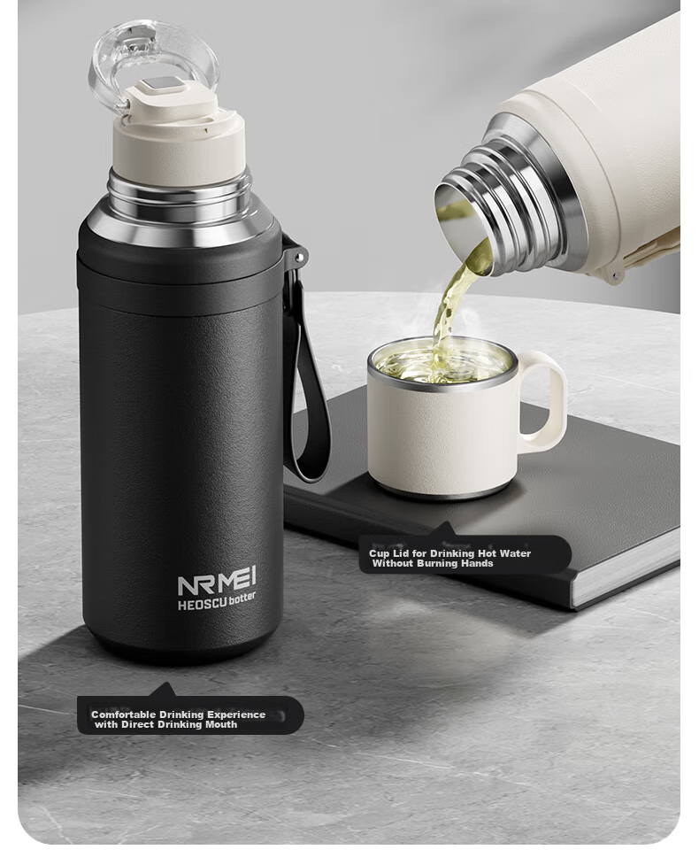 NRMEi Magnetic Insulated Mug, Large Capacity, Men's Tea Infuser, 316 Stainless Steel, Portable, Tea Steeping, Magnetic Pop-Up Thermos Water Cup for Me 8