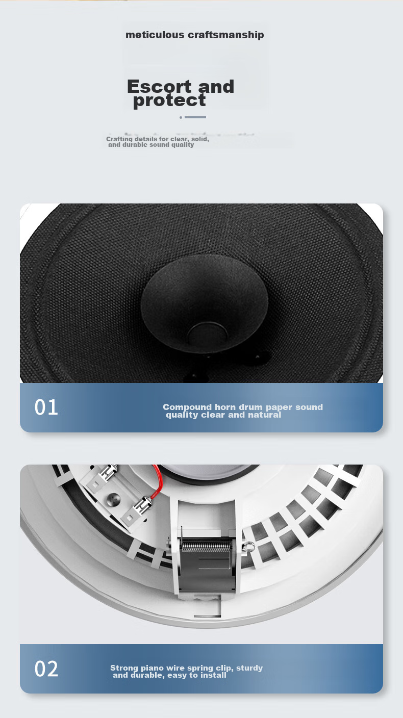 Newmine ND-11D Constant Impedance Ceiling Speaker, Recessed Background Music Sound System for Suspended Ceilings, Embedded Public Address System for Shopping Malls And Stores, 5-Inch 8