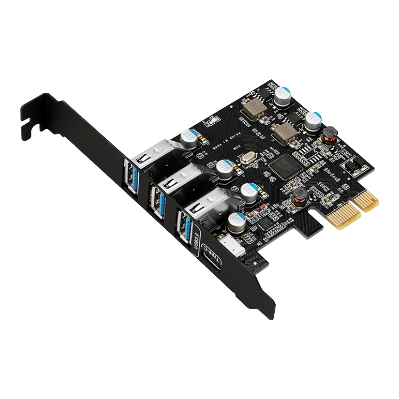 MOGE PCIe to USB Expansion Card, Type-C Adapter Card, Type-C Three-Port USB3.2 Gen1 Two-In Driverless, 2U Small Chassis MC2036