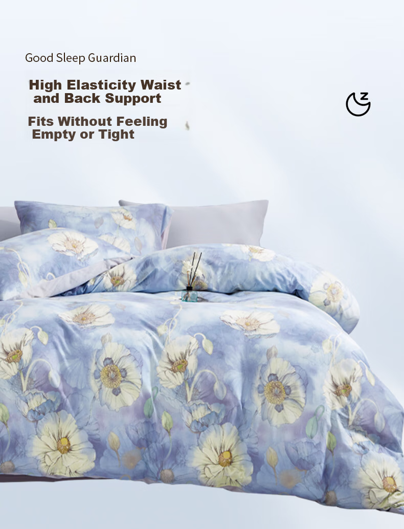 Hengyuanxiang Pure Cotton Four-Piece Bedding Set, Class A Knitted Nai Tei Mian 100% Cotton Bedding Set, Luofan (Blue), 2*2.3m 9