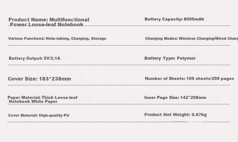 Weimei A5 Loose-Leaf Notebook with Built-In Multifunctional Power Bank, Wired Charging, Customizable Logo, Thickened Journal, Replaceable Pages, High-End Business Gift, Teacher's Day Gift for Teachers, Notebook 4