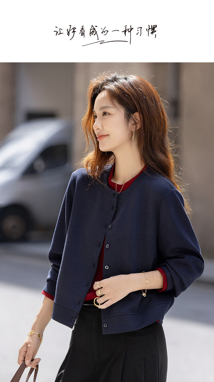 Dme [Warm 350G Brushed Air Layer] Winter Stylish Faux Two-Piece Color Block Stand Collar Sweatshirt Women's Top 1