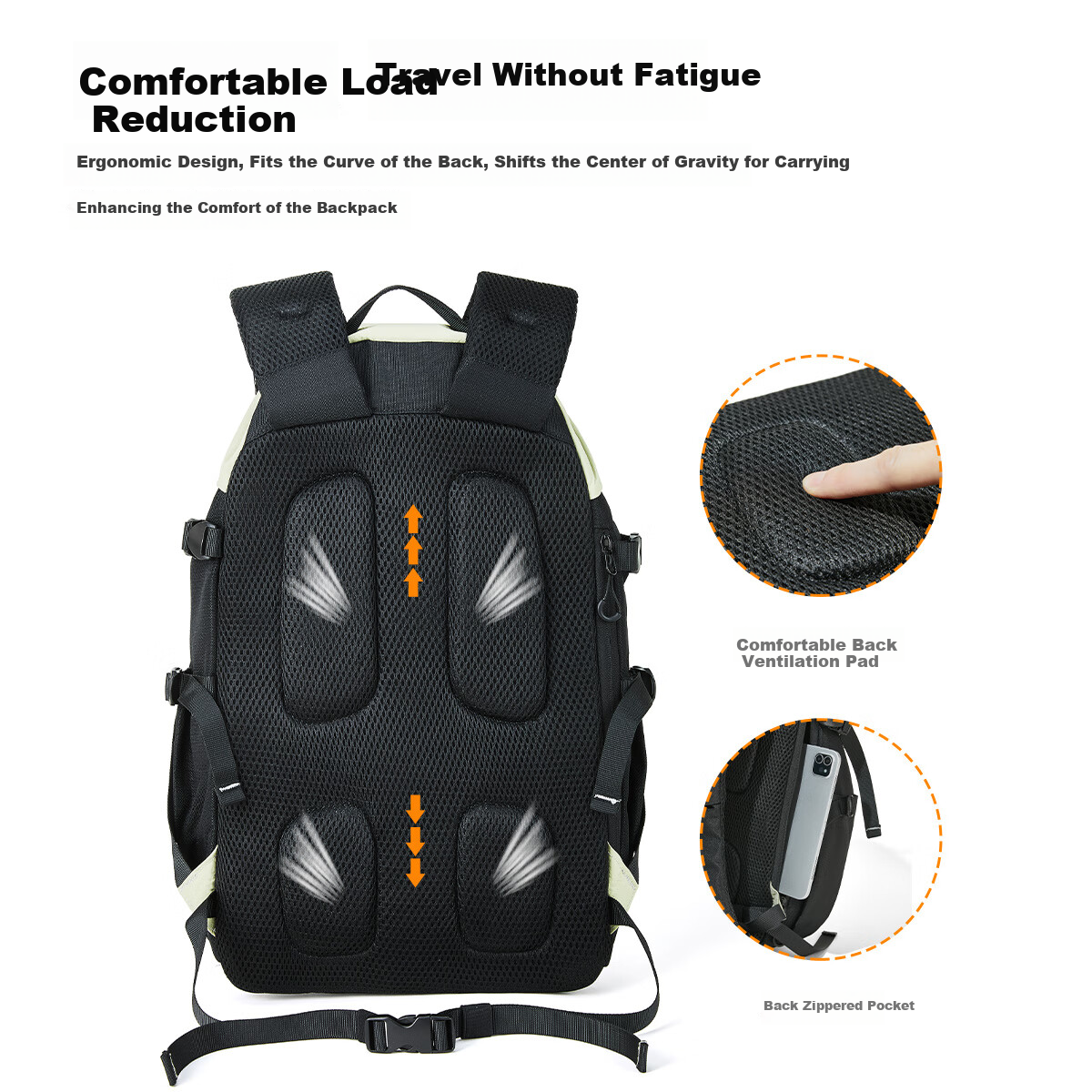 BOSTANTEN Men's Lightweight Hiking Backpack, Student Sports Schoolbag, Large Capacity Wear-Resistant Backpack, Outdoor Cycling Rucksack