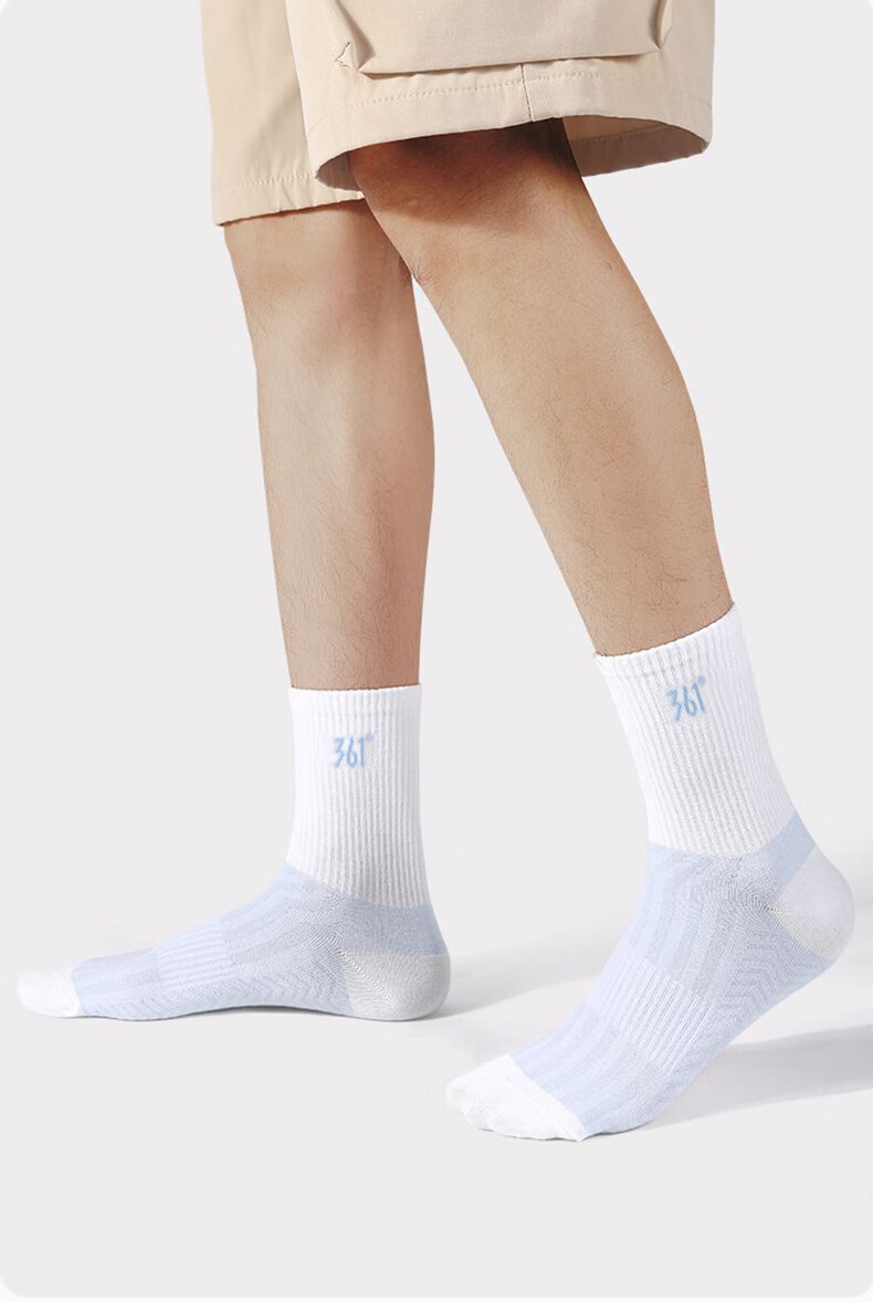 361° Authentic Unisex Sweat-Absorbing Breathable Mid-Calf Running Sports Socks for Men [White] 3 Pairs One Size 2