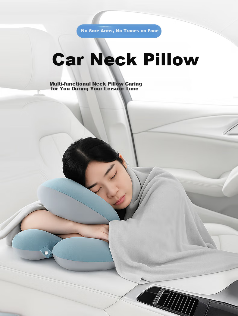 WITCEMEY Nap Pillow, Office Nap Essential, U-Shaped Nap Pillow, Student And Adult Workstation Desk Chair Ice Silk Hug Pillow 1