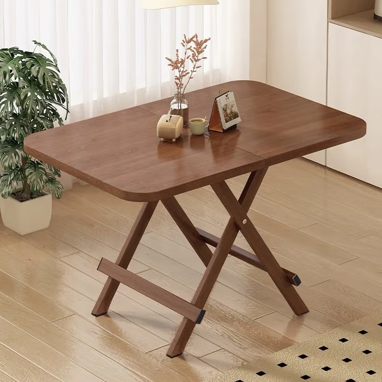 Jingcai Foldable Dining Table for Home, Small Apartments, Balcony, Outdoor Use, Portable, for Street Vendors, JZP10 Walnut Color 120*60cm