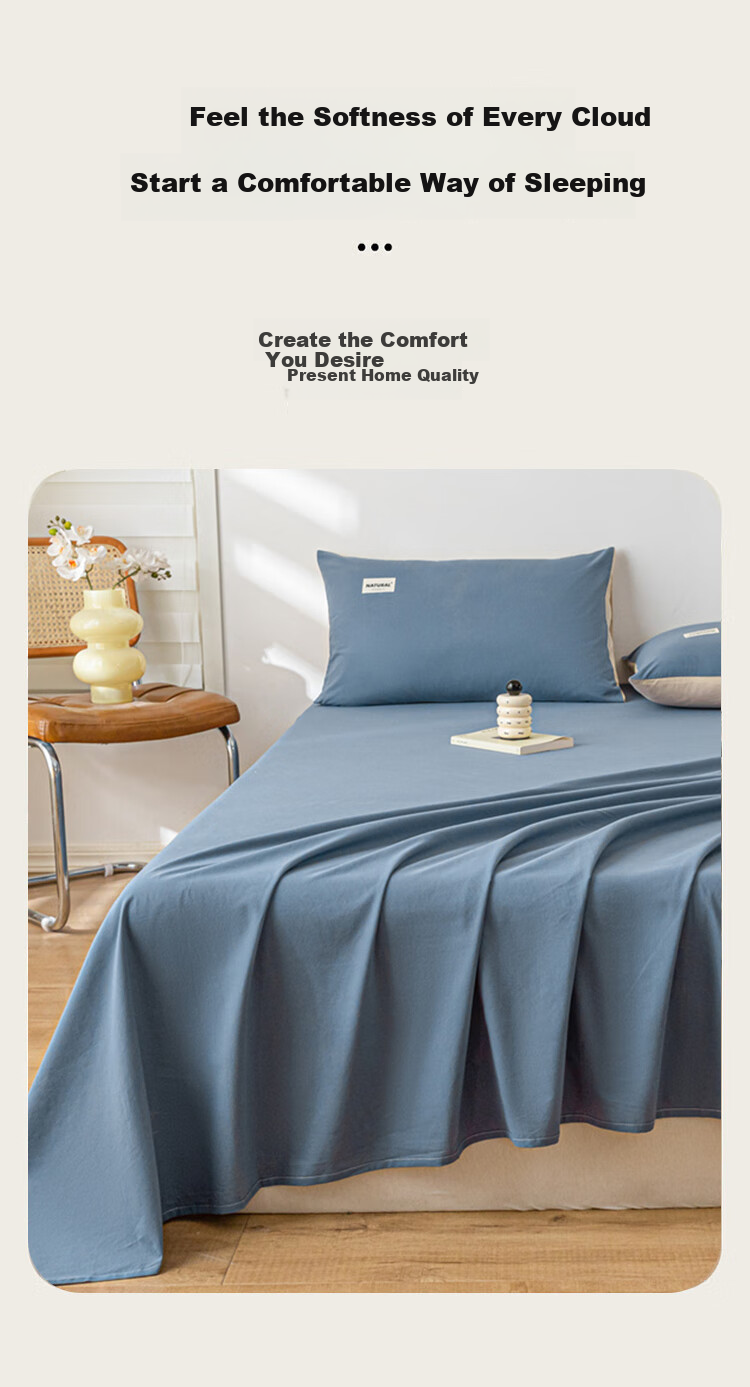Grace 100% Pure Cotton Bed Sheet, Class A 7A Antibacterial, All-Cotton, Student Dormitory Single Bed Sheet, Single Piece, 160*230cm, Water Gree 5