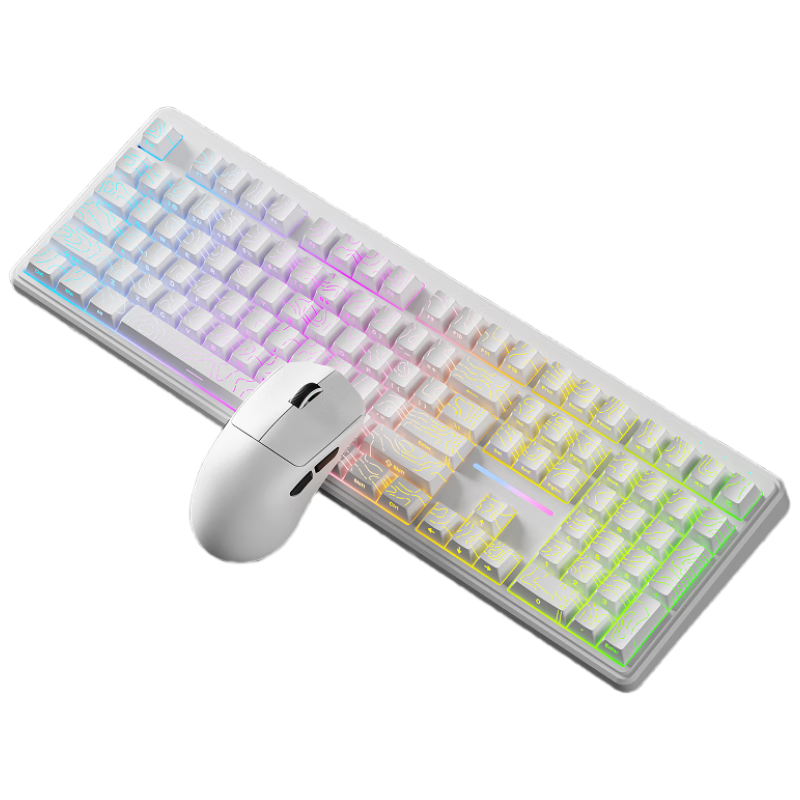 EWEADN V108 Ultra Wireless Keyboard and Mouse Combo Bluetooth Wired Tri-mode Silent Gaming Mechanical Feel RGB Side-lit for Office Laptop PC