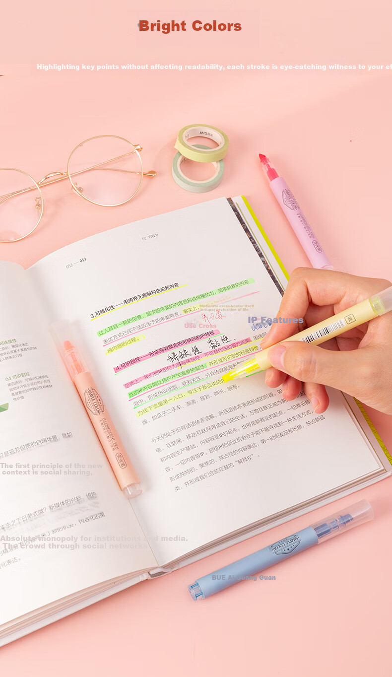M&G Stationery Highlighters for Primary School Students And Office Use, Colorful Marking Pens for Back-To Journaling And Note-Taking, 6 Colors Single-Tip 6 Pcs AHMT3702 for Exam Practice And Testing 7