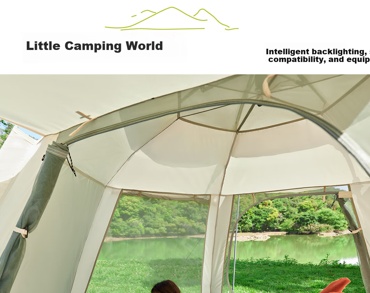CAMEL X Outdoor Canopy Tent, Foldable Portable Hexagonal Camping Overnight Outdoor Camping Complete Set of Equipment 35