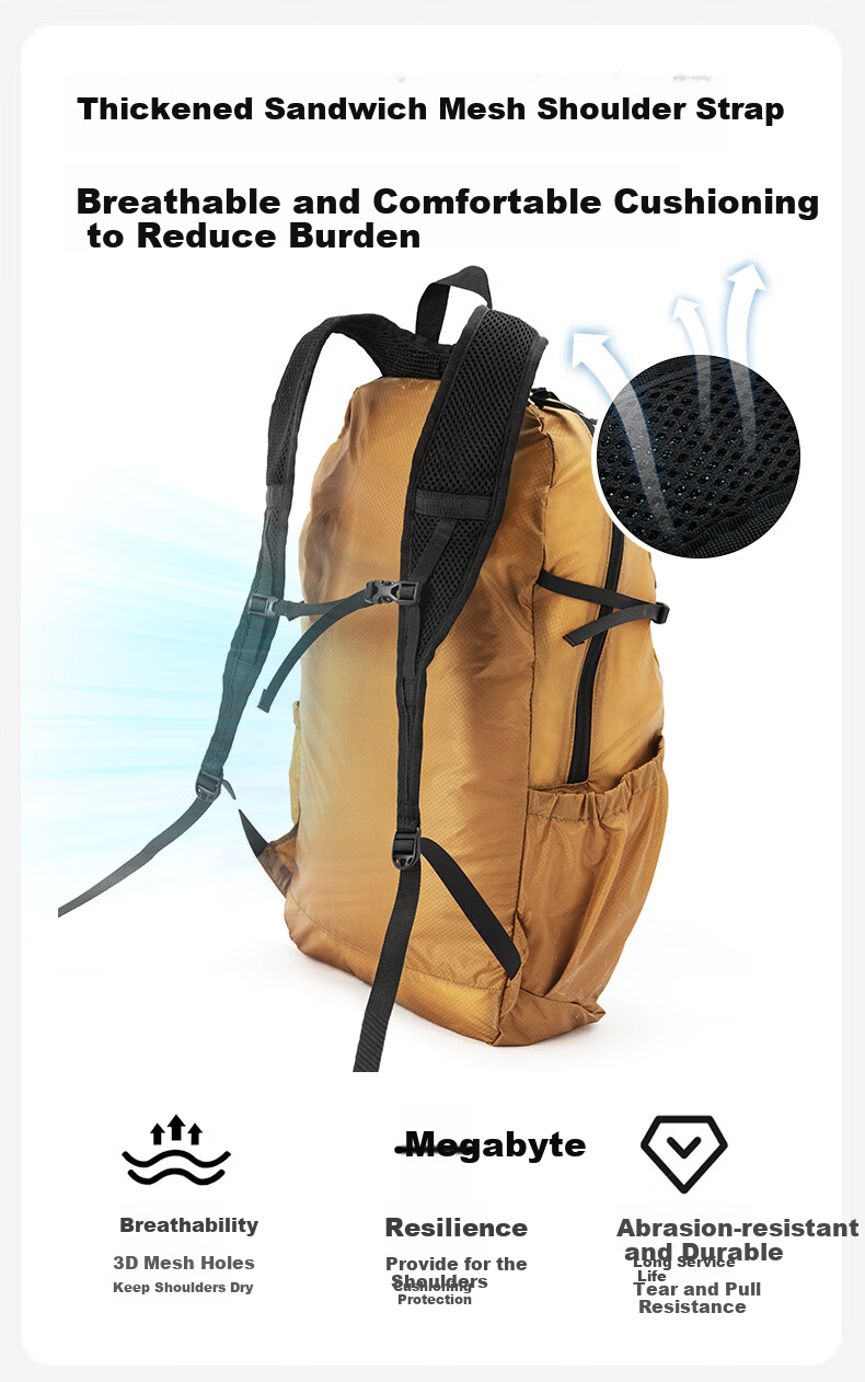 MOBIGARDEN Lightweight Feather-Like Skin Bag, Outdoor Camping Ultra-Light Water-Resistant Backpack, NX24664024, Polar White 7