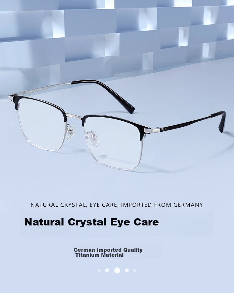 Molake German Imported Natural Crystal Reading Glasses for Men, High-Definition Presbyopic Glasses for Elderly, Premium One-Line Brand 1