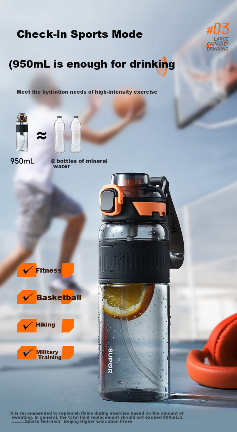 SUPOR Sports Water Bottle, Large Capacity, Summer Plastic Cup, Student And Children's Straw Cup, Tritan Portable Water Bottle for Me 7
