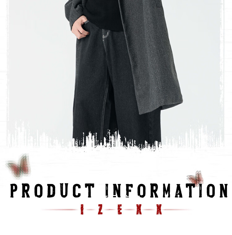 IZEXX Men's Woolen Coat Autumn Winter Mid-Length Loose Over-the-Knee Trench Coat Korean Style Blazer JZ51 Black 2XL 1