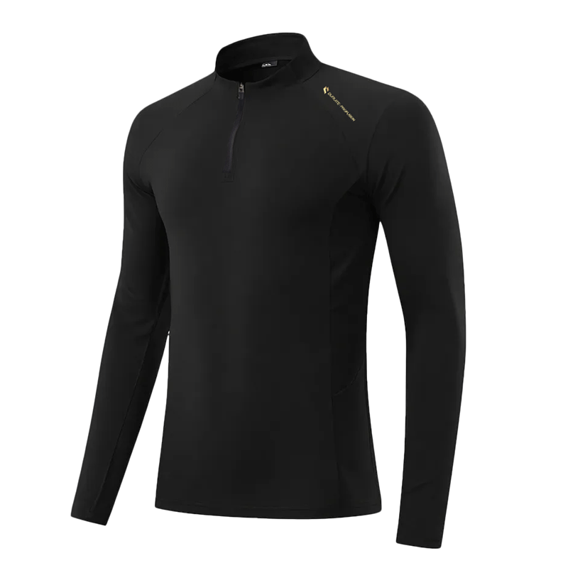 BURUITE Men's Sports T-Shirt Spring and Autumn Quick-Dry Long Sleeve Running Cycling Fitness Training Half-Zip Sweatshirt