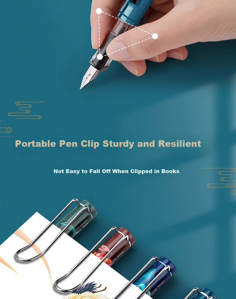 DiLe National Trend Fountain Pen for Primary School Students, Children's Handwriting Practice for Grades 3-4, Replaceable Blue Ink Cartridge, Smooth Writing with Varying Line Thickness, 3237 Single Pen Randomly Selected 8
