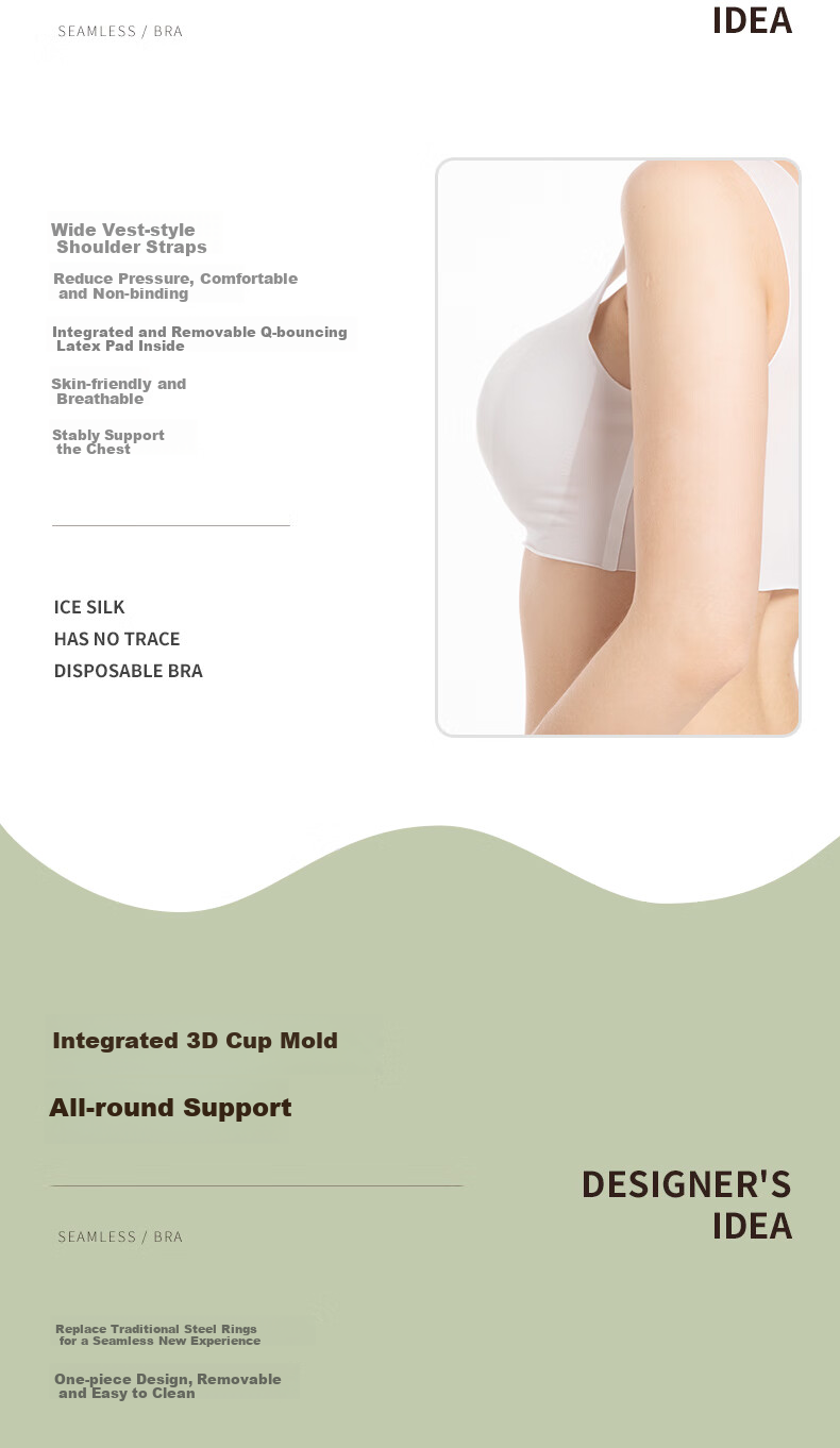 Etravel Disposable Bra with Padding for Women, Breathable Bandeau, Individually Wrapped Daily Disposable Military Training Bra, 3-Pack M Size 3