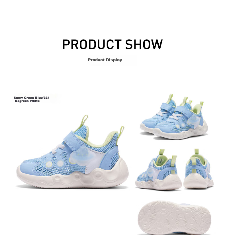 361° Children's Shoes, Toddler Walking Shoes, Summer 2026, Boys And Girls, Baby Soft-Soled Shoes, Breathable Infant Shoes, Blue, Size 27 16