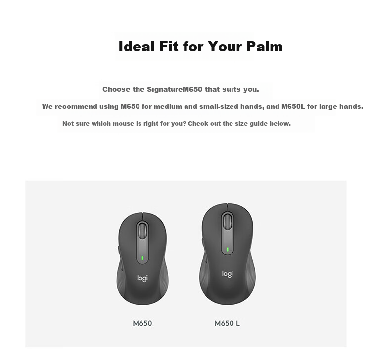 Logitech M650 [Enterprise Grade] Wireless Bluetooth Office Mouse for Men And Women, Dual-Mode Small to Medium Hand Optimal Series with Logi Bolt Receiver, Black M [Single Order Discount] 6