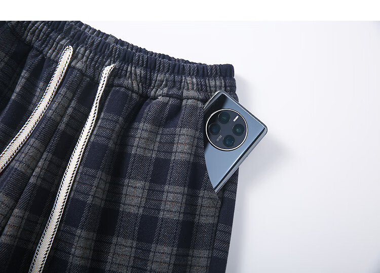 Demana [Inspiration Plaid] Autumn College Style Drawstring Elastic Waist Loose Fit Relaxed Wide-Leg Petite Women's Casual Pants 4