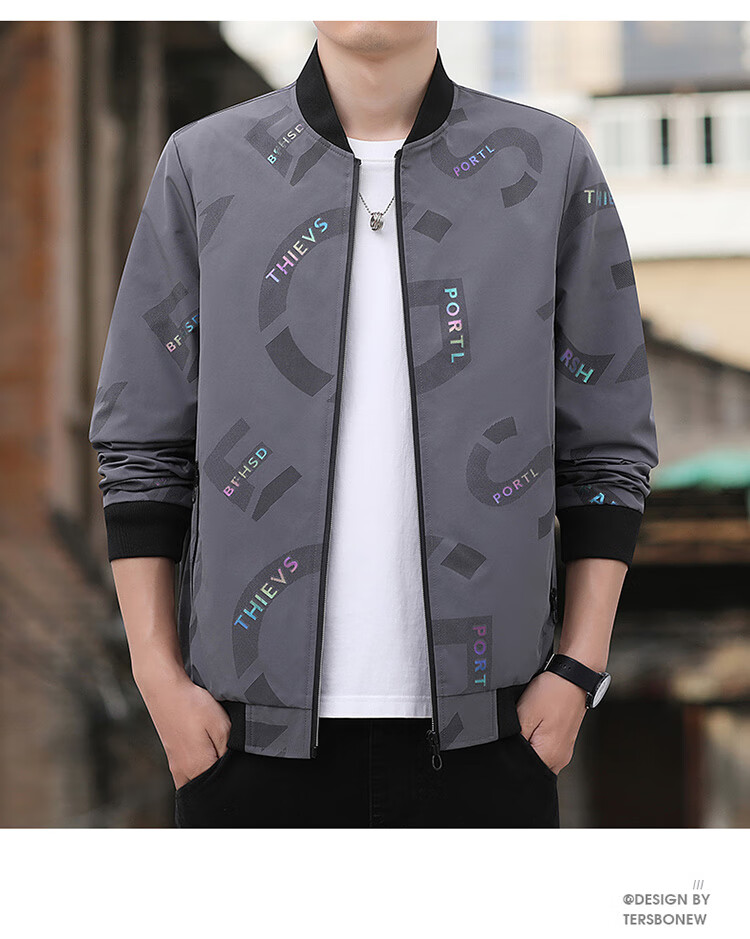 TUCANO Men's Spring Autumn Jacket Casual Baseball Collar Fashion Trendy Comfortable Black L 4