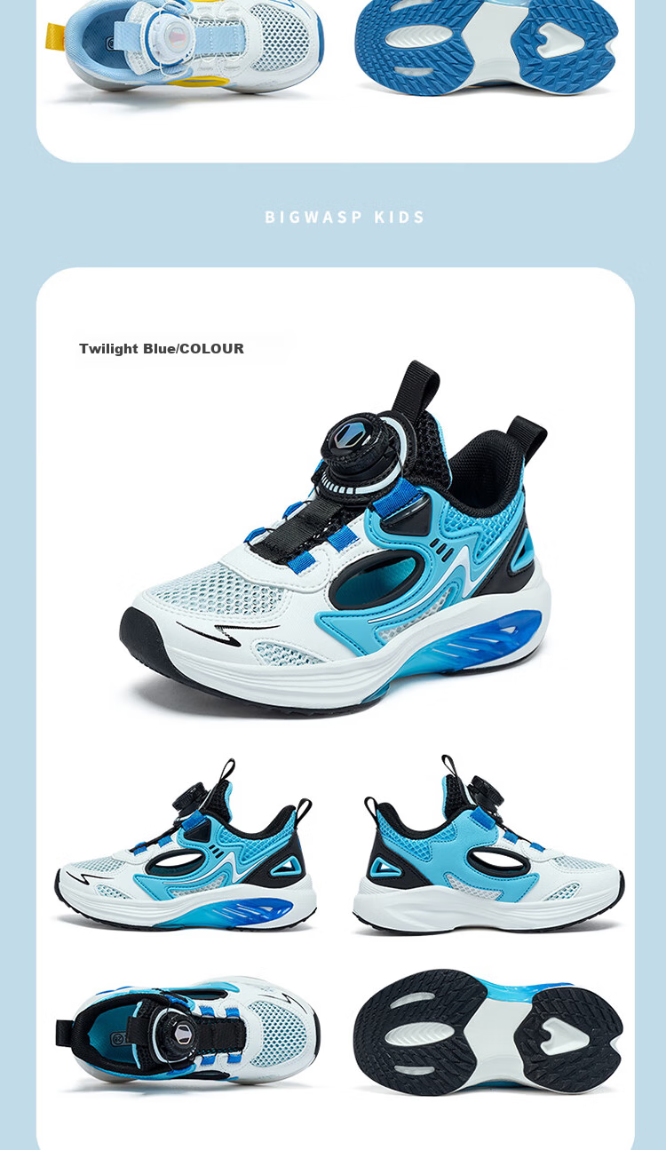Bumblebee Boys' Sports Shoes Summer Single Mesh Boys' Running Shoes B172421065 Dark Blue Moon Size 33 9