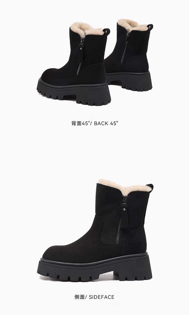 Red Dragonfly Women's Winter Snow Boots Fleece Lined Warm Cotton Shoes Versatile Outdoor Thick Sole Martin Boots WLC456221R Black Size 35 8