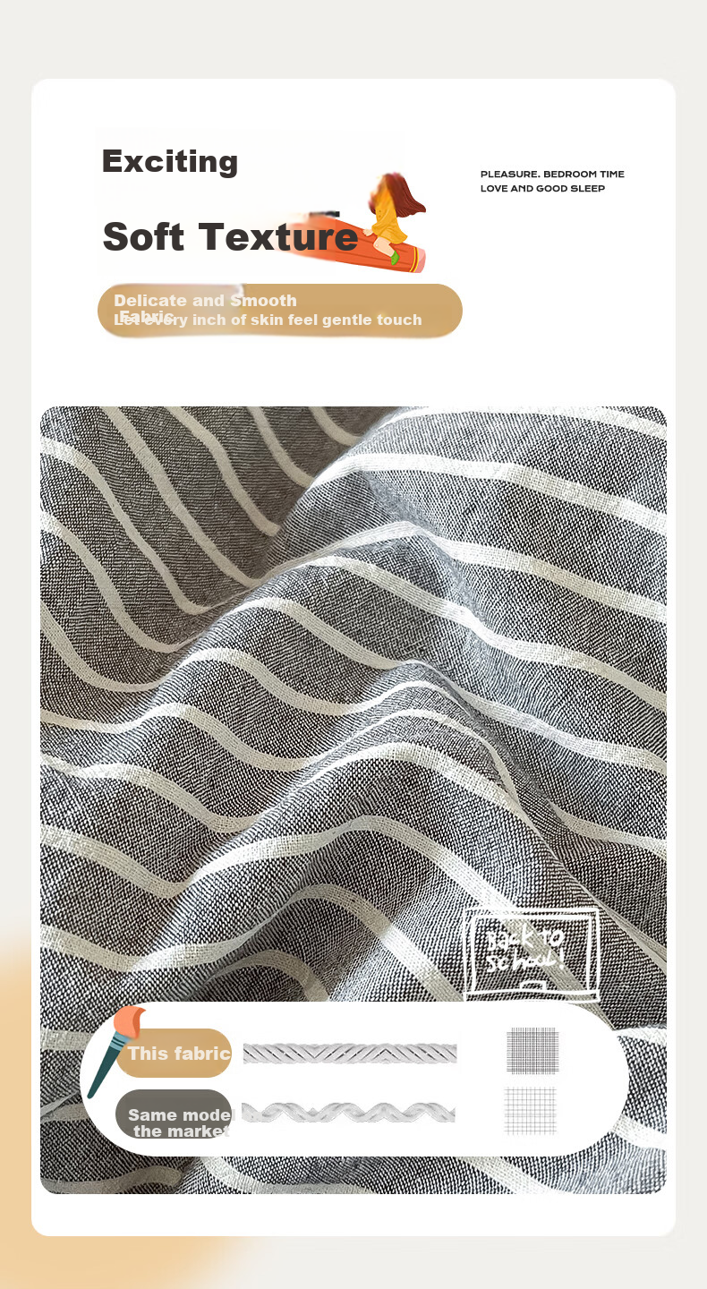 Wuyinliangpin Cotton Three-Piece Set for Students, Including Bed Sheet, Duvet Cover, And Pillowcases, 150*200cm 3