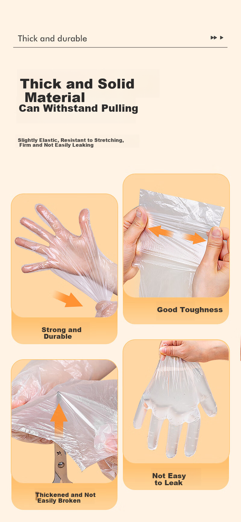 Temeiju Disposable Gloves, Food-Grade, 100 Pieces, Extra Thick, Transparent Plastic, Thickened for Kitchen, Dishwashing And Catering 3
