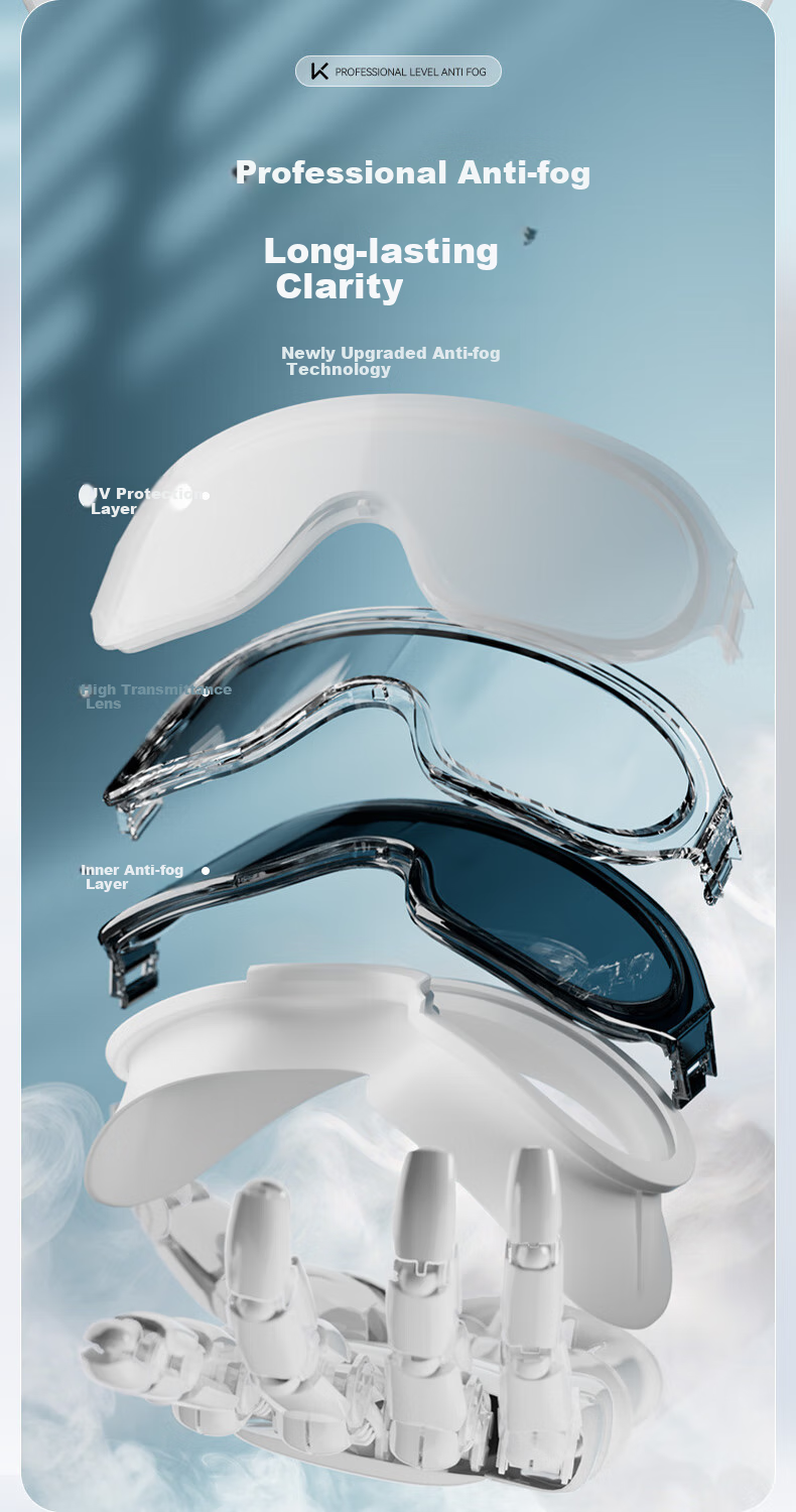 Keep Swimming Goggles for Men And Women, Waterproof Anti-Fog High-Definition Large Frame Clear Lens Swim Glasses Diving 059 White Myopia -5.00 Diopters 3