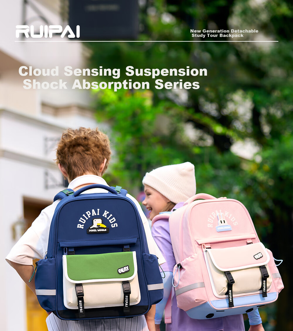 RUiPAi Backpack for Primary School Students, Boys And Girls, Lightweight, Spine-Protecting, Detachable, for Grades 1-3 Antibacterial And Water-Resistant 1