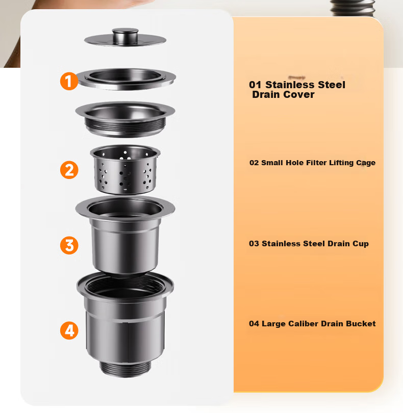 Yuhongfeiyu Large Single Sink, Kitchen Handmade 304 Stainless Steel Multifunctional Embossed Vegetable Washing Basin, Integrated Sink, Undermount Sink 39