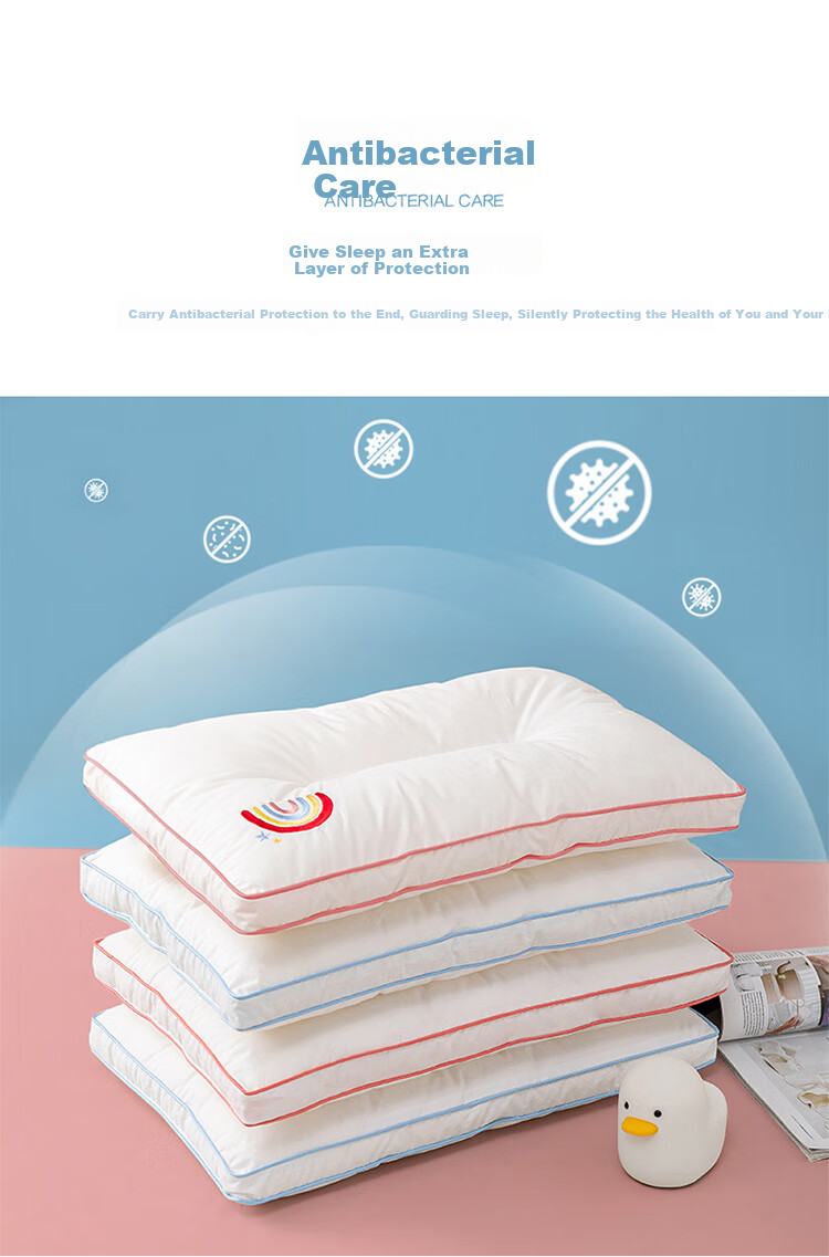 Dohia Pillow, Antibacterial Pure Cotton Pillow Core Washable Machine Wash, Children's Student Cervical Pillow, Single Piece 60×40cm 4
