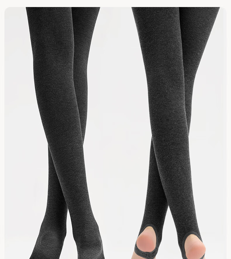 Youkeshu Women's Vertical Stripe Thickened Thermal Leggings Autumn Winter Slimming Cotton Pants Gray 19