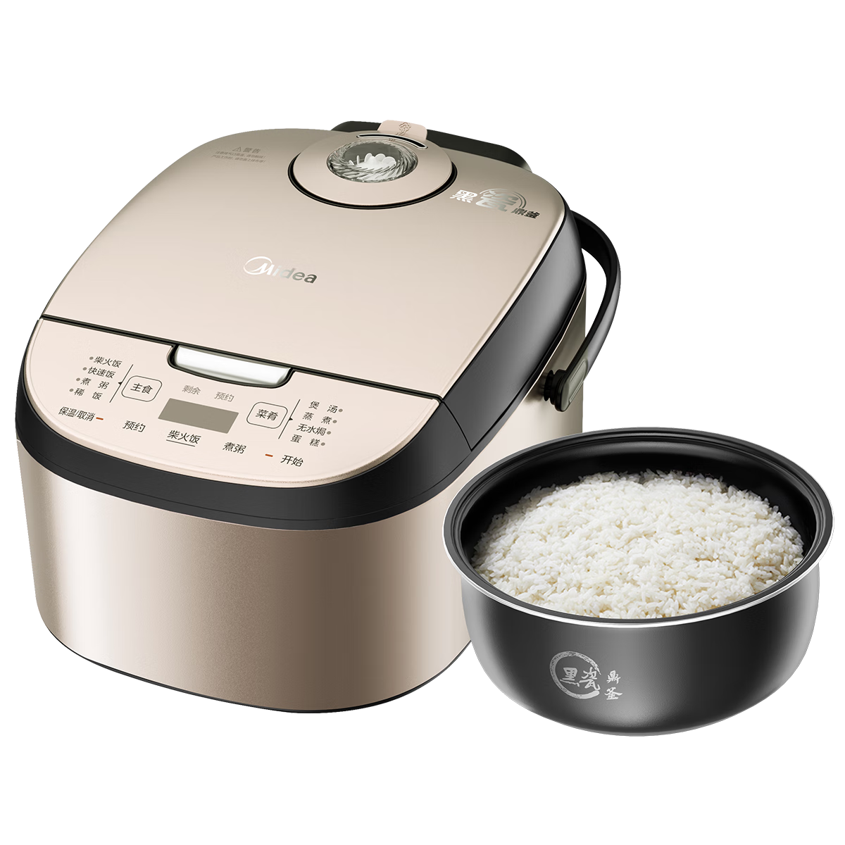 Midea Rice Cooker, 5L Capacity, for Home Use, Black Porcelain Inner Pot with Detachable Cover, 24-Hour Smart Reservation, Sweet Rice, Firewood-Style Cooking, Millet Porridge, Micro-Pressure Electric Rice Cooker, AFB5027R