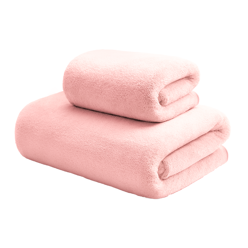 HOYO Japanese Adult Bath Towel Set, Class A Snow Smooth Velvet Towel And Bath Towel, Two-Piece Set, Soft Absorbent Quick-Drying Bath Towel, Pink Sports Style