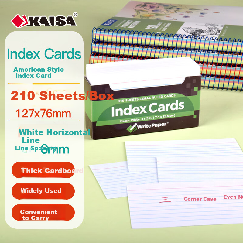 KAISA [Best-Selling Online] White Lined Index Cards, 210 Sheets Boxed, Sticky Notes, Message Cards, Bookmarks, Index Labels, Portable Vocabulary Learning Cards