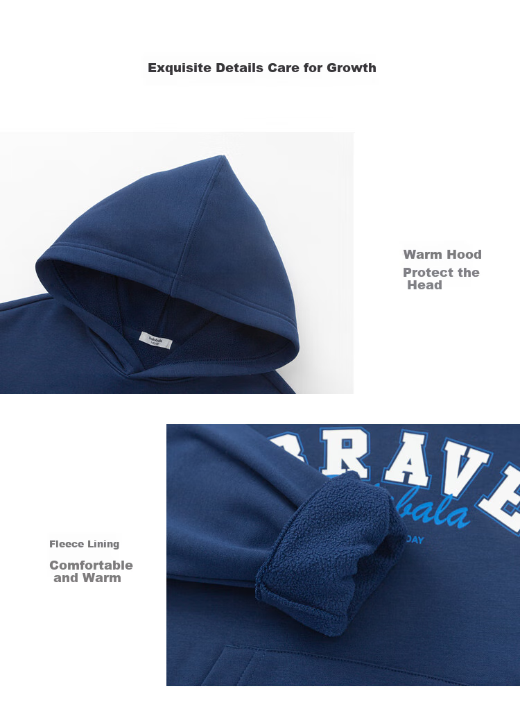 BALABALA Children's Clothing, Kids' Sweatshirt, Boys' Autumn And Winter, Girls' Fleece-Lined Warm Hoodie, Stylish And Comfortable 4