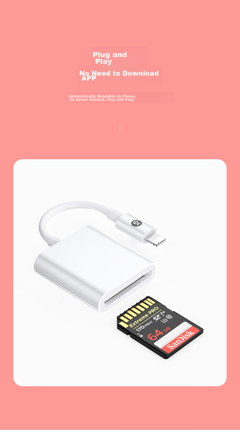 BIAZE Lightning Four-In Card Reader, OTG SD TF Card Converter, IPhone IPad TF to SD Card Adapter, Lightning Card Reader, High-Speed Transfer 2