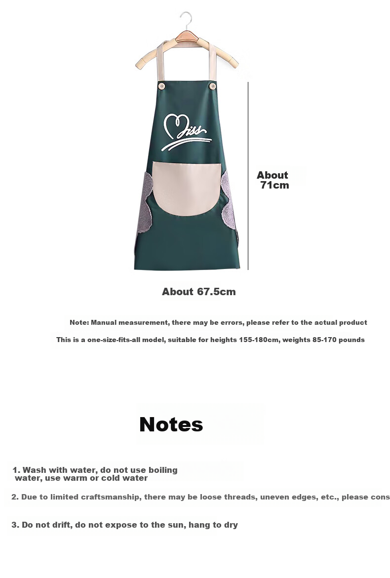 Younuokang [2-Pack] Apron, Kitchen Home Use Waterproof And Oil-Proof, Unisex for Men And Women, Cooking Neck-Hanging Coverall Workwear 8