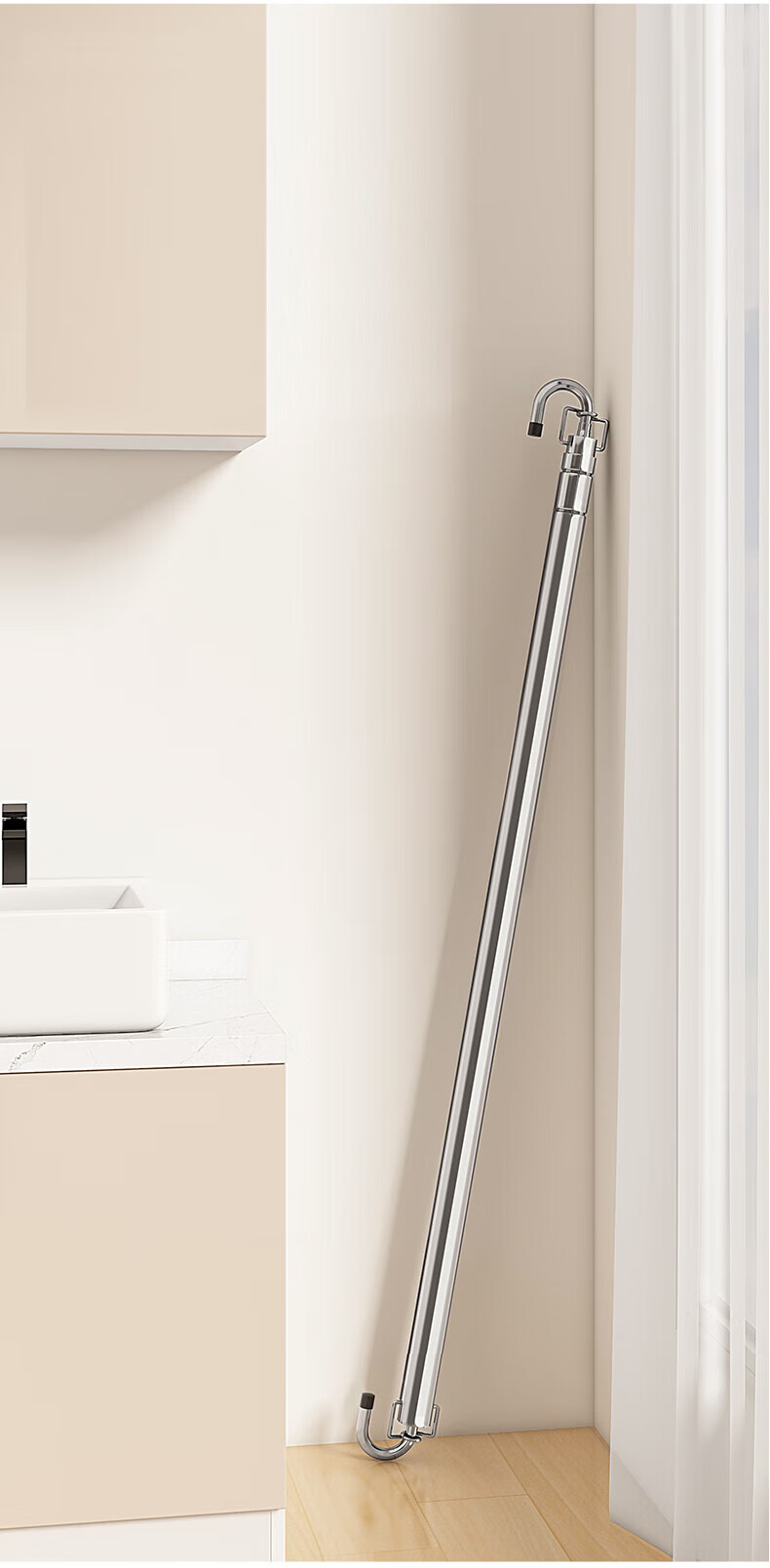 Huakaizhixing Retractable Clothes Drying Rack, Extendable Laundry Hanger for Home Balcony, Stainless Steel No-Drill Extension Pole YJ70 2.4 Meters 10