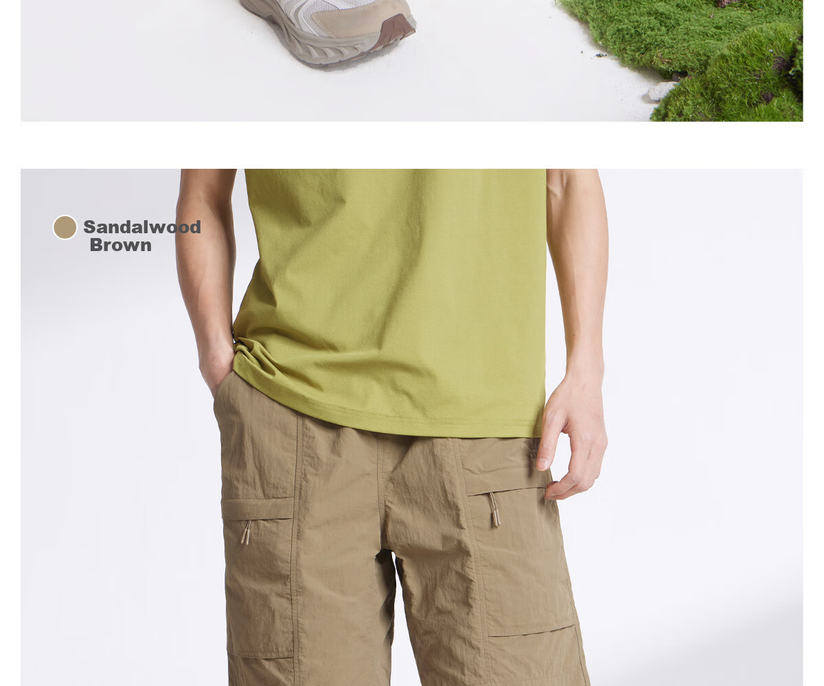 CAMEL Men's Cooling Workwear Shorts, Summer Sun Protection, Loose Straight-Leg Quick-Dry Casual Five-Point Pants M15BD00012 24