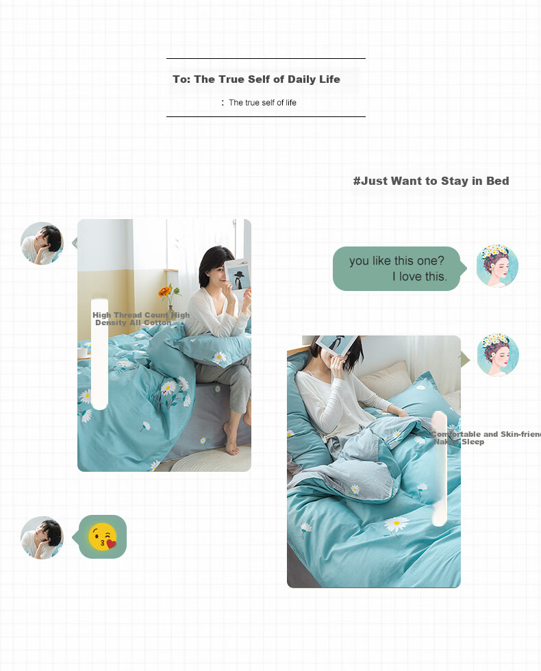 Yunjin Class A Antibacterial Pure Cotton Duvet Cover, Single Piece, 100% Cotton, Printed, Single Bed, Dormitory Use, 150x200cm, Xiao Zhi Ju 8