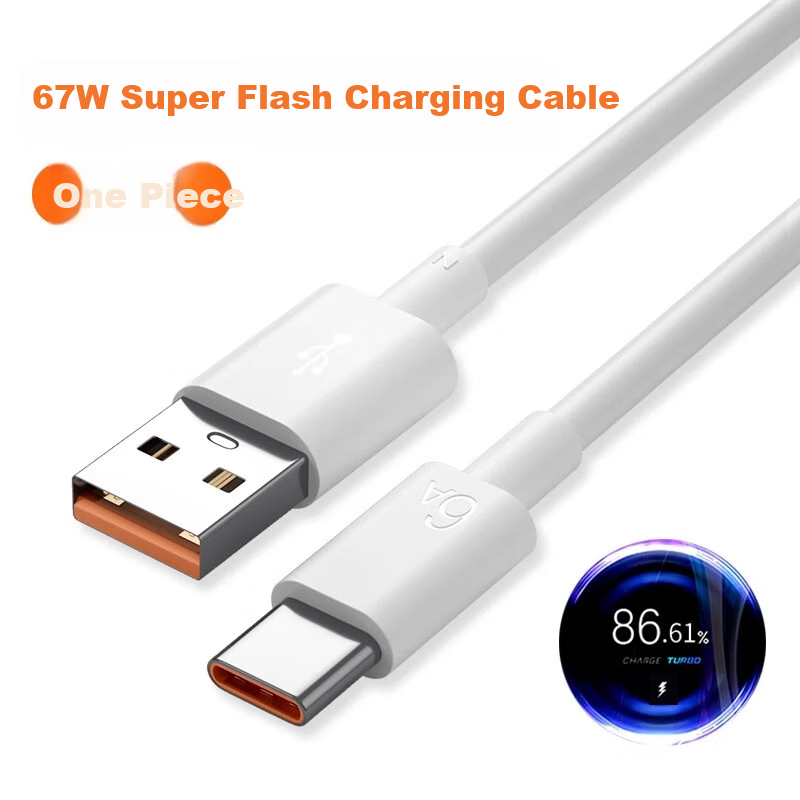 Кабель Nengshi Type-C, 6A, 1м, белый, для быстрой зарядки Xiaomi, Redmi, Black Shark