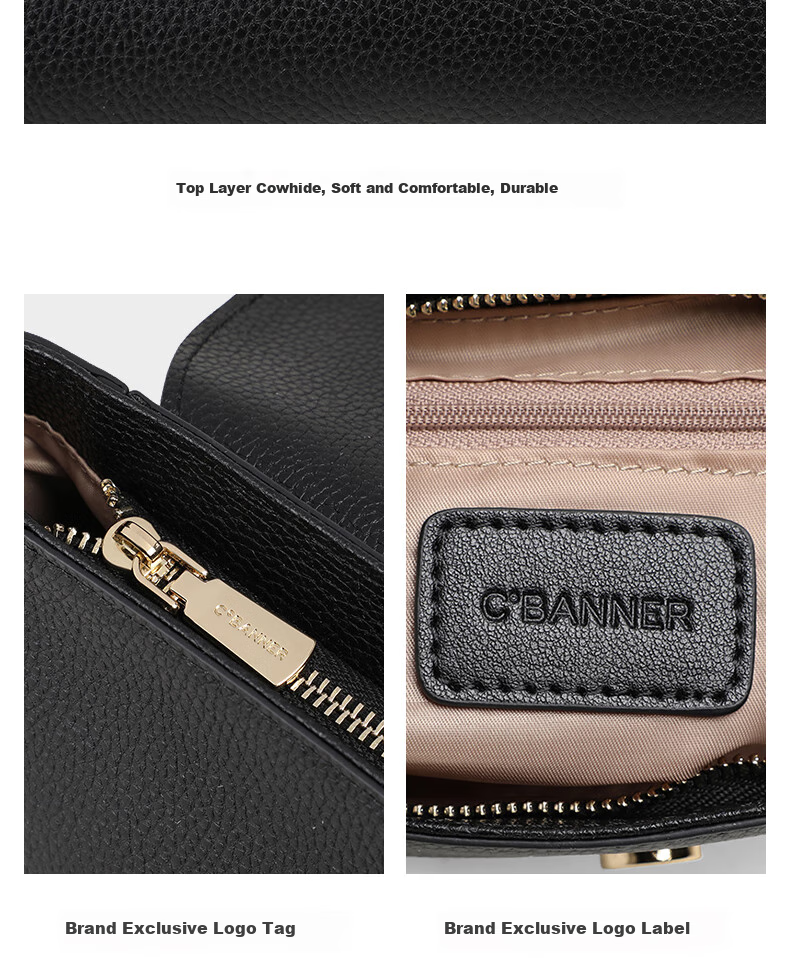 C.BANNER Top-Grain Leather Handbag, Women's Crossbody Bag, Shoulder Bag, Underarm Bag, Light Luxury Birthday Mother's Day Gift, Practical Present for Mom 5