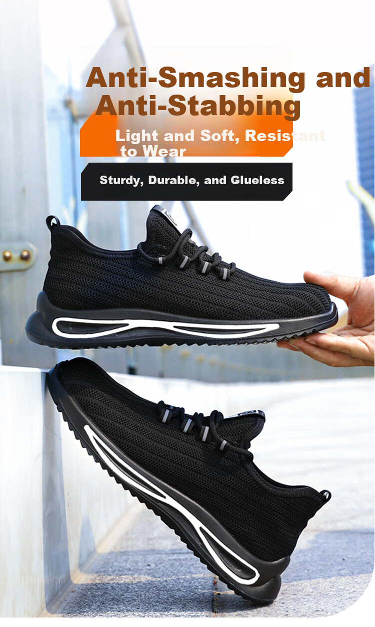 JUNBU Safety Shoes for Men, Summer Breathable Steel Toe Cap, Anti-Smashing And Anti-Puncture, Comfortable And Safe Construction Site Work Shoes 1081S Size 46 1