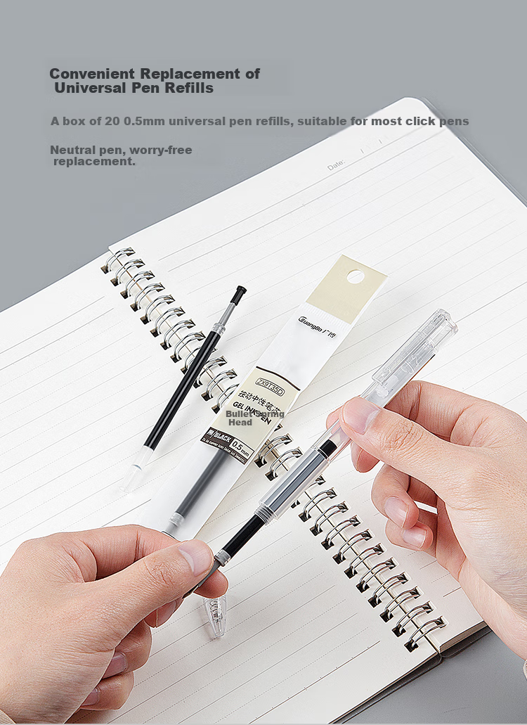 GuangBo Retractable Gel Pen Refill K35, Signature Pen Refill, 0.5mm Black Bullet Tip, Office Supplies, 20 Pieces/box, ZX9T35D 5