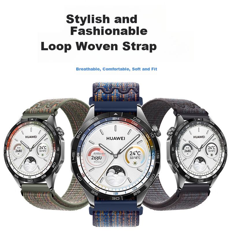Ремешок для Huawei Watch GT4, Xiaopijiang, нейлоновый, черный с синим