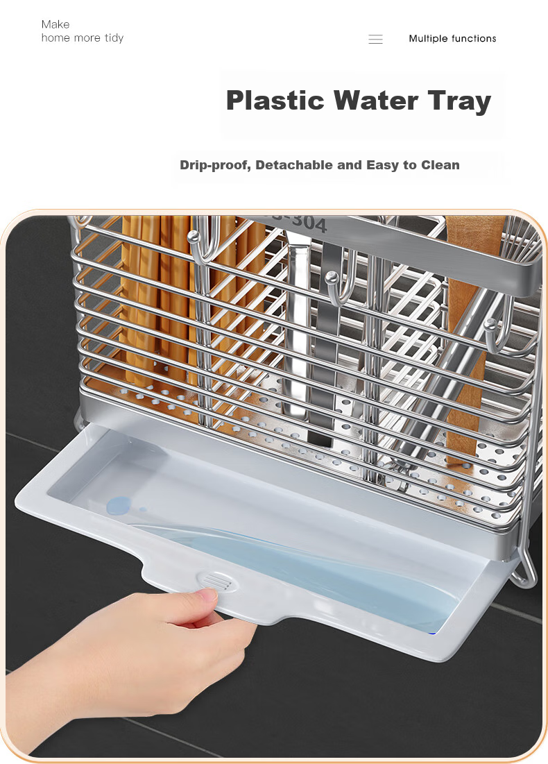 Shuaishi Kitchen Storage Rack Chopstick Holder, 304 Stainless Steel Chopstick Organizer Box, Draining And Anti-Mold Chopstick Cage 5